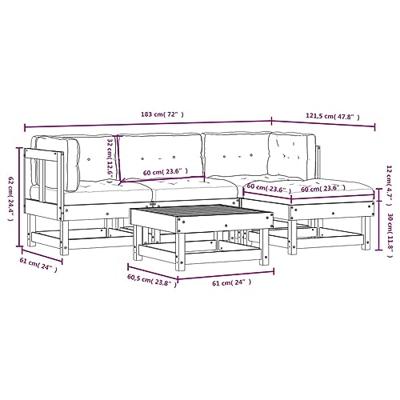 5-delige Loungeset met kussens massief hout