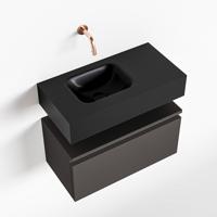 MONDIAZ ANDOR 60cm toiletmeubel dark grey. LEX 60cm wastafel urban links geen kraangat - thumbnail