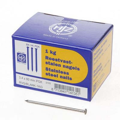 RVS nagels plat geruite kop 3.4 x 80mm 1kg