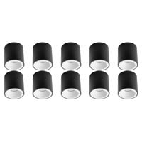 Opbouwspot 10 Pack - Pragmi Cliron Pro - GU10 Fitting - Opbouw Rond - Mat Zwart/Wit - Aluminium - Verdiept - Ø90mm - thumbnail