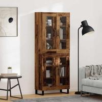 Hoge kast 2 pcs Oud Hout Geengineerd Hout en Glas - thumbnail