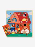Puzzel 3 niveaus Bij Moo DJECO blauw - thumbnail