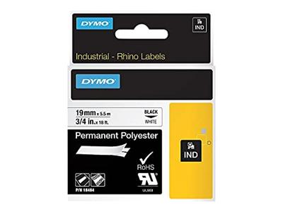 Labeltape DYMO IND RHINO 18765 Polyester Tapekleur: Wit Tekstkleur:Zwart 19 mm 5.5 m