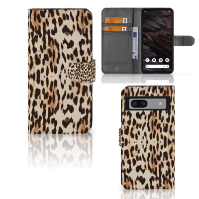 Google Pixel 7A | Telefoonhoesje | Met pasjeshouder | Leopard