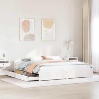 Bedframe zonder matras massief grenenhout wit 200x200 cm - thumbnail