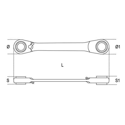 Beta 2-delig set van omschakelbare ringratelsleutels met twaalfkantring 192/S2 - 001920070