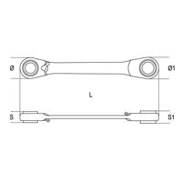 Beta 2-delig set van omschakelbare ringratelsleutels met twaalfkantring 192/S2 - 001920070 - thumbnail
