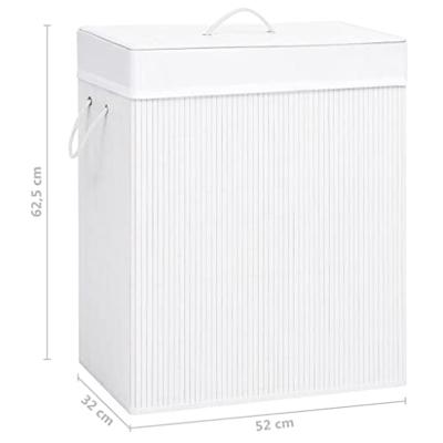VidaXL Wasmand met 2 vakken 100 l bamboe wit