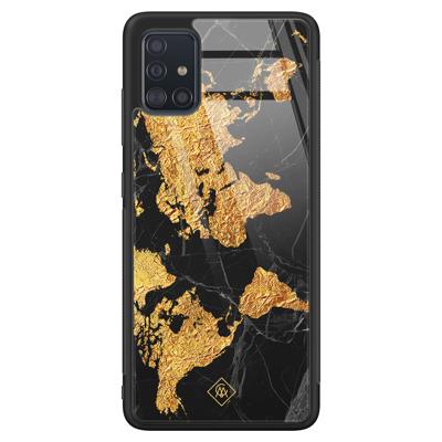 Samsung Galaxy A51 glazen hardcase - Wereldkaart Samsung Galaxy A51 glazen hardcase - Wereldkaart