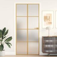 VidaXL Binnendeur smal 93x201,5 cm gehard glas en aluminium goudkleur - thumbnail