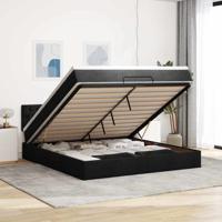 Ottoman bed met matras en LED's 100x200 cm stof zwart - thumbnail