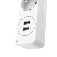Hama - Meervoudige stekkerdoos 5-voudige Schuko-stekker, Schuko-stekker, 1,4 meter kabel, wit, met aan/uit-schakelaar, 2 x USB A 17 Watt - thumbnail