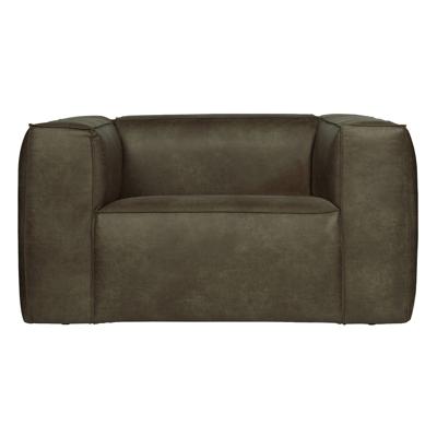WOOOD Fauteuil 'Bean' Recycle Leer, kleur Army