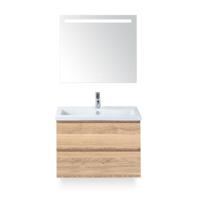 Vogue Badmeubelset 80 cm - Greeplijst in kleur - Grey Oak - Keramische Wastafel Wit 1 kraangat - met Sence Spiegel - thumbnail