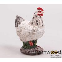 Farmwood Animals Tuinbeeld kip met kuiken wit 15x11x20cm - thumbnail