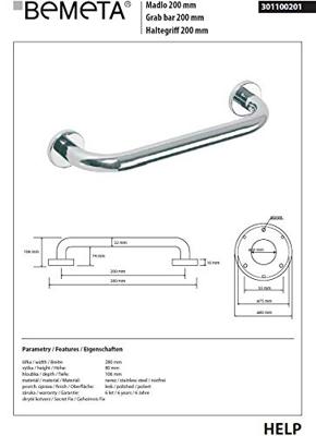 Handgreep Sapho Handicap 20cm Roestvrij Staal Handgreep Sapho Handicap 20cm Roestvrij Staal