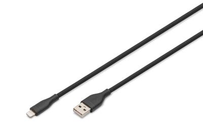 Digitus AK-600108-005-S USB-laadkabel USB 2.0 USB-A stekker, Apple Lightning stekker 0.50 m Zwart Flexibel, Zeer flexibel, Met USB, Silicone, Uitstekende Digitus AK-600108-005-S USB-laadkabel USB 2.0 USB-A stekker, Apple Lightning stekker 0.50 m Zwart Flexibel, Zeer flexibel, Met USB, Silicone, Uitstekende