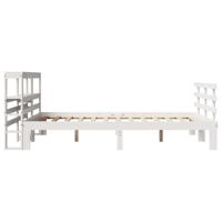 Bedframe met hoofdbord massief grenenhout wit 150x200 cm - thumbnail