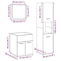 3-delige Badkamermeubelset bewerkt hout betongrijs - thumbnail