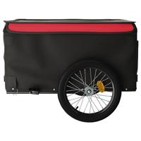 VidaXL Fietstrailer 45 kg ijzer zwart en rood - thumbnail