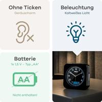 Mebus 25609 Wekker Zendergestuurd Zwart - thumbnail