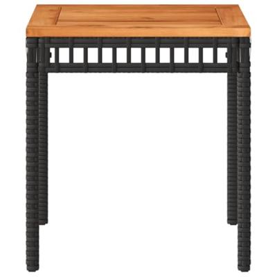 Tuintafel 38x38x42 cm poly rattan en acaciahout zwart Tuintafel 38x38x42 cm poly rattan en acaciahout zwart