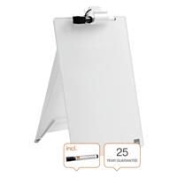 nobo Glazen notitiebord Diamond Glass Desktop (b x h) 216 mm x 297 mm Stralend wit Incl. tafelstandaard, Incl. boardmarker - thumbnail