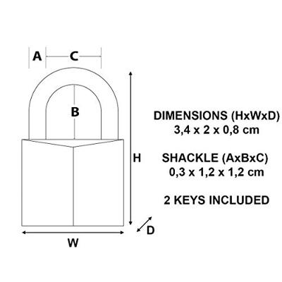 Masterlock 20mm solid brass padlock steel shackle - CAD20 - thumbnail