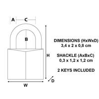 Masterlock 20mm solid brass padlock steel shackle - CAD20 - thumbnail