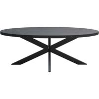 LivingFurn Ovale Eettafel 'Kala Spider' Mangohout en staal, 240 x 110cm, kleur zwart - thumbnail