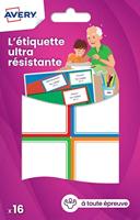 Avery Family weerbestendige etiketten, ft 4,5 x 6,5 cm, etui met 16 etiketten in geassorteerde kleuren - thumbnail