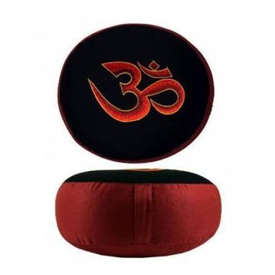 Yogi & Yogini Meditatiekussen Rond Katoen Zwart Rood - OHM - 33 x 17 cm