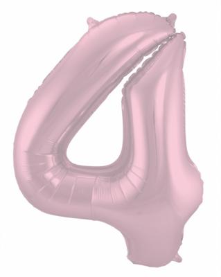 Folieballon Pastel Roze Metallic Mat Cijfer 4 - 86 cm