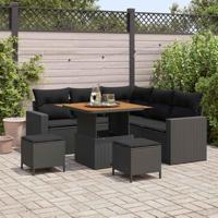 Tuinbankenset 8 pcs Zwart poly rattan - thumbnail