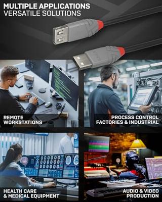 Lindy 36701 0.5m USB A USB A Mannelijk Vrouwelijk Zwart, Grijs USB-kabel