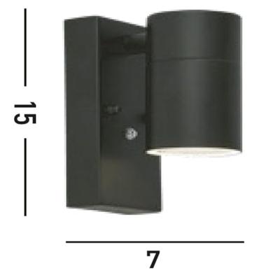 Searchlight WandspotSplot zwart met schemersensor - 14601BK