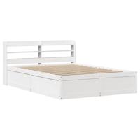 Bedframe met hoofdbord massief grenenhout wit 180x200 cm - thumbnail