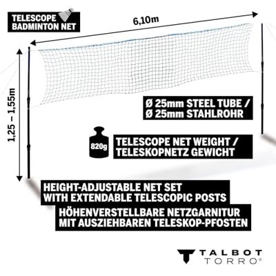 TALBOT TORRO Telescopisch badmintonnet