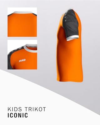 JAKO 4224K Shirt Iconic Km Kids - Fluo Oranje/Zwart - 116