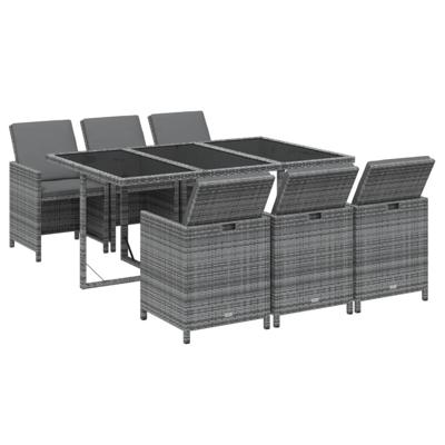 7-delige Tuinset met kussens poly rattan grijs - thumbnail
