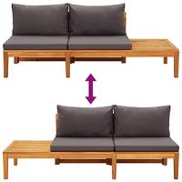 3-delige Loungeset met donkergrijze kussens acaciahout - thumbnail