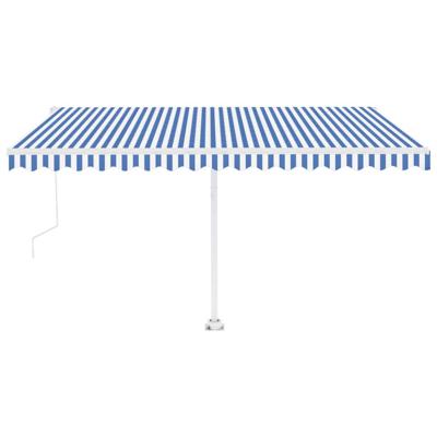 Luifel vrijstaand automatisch 400x350 cm blauw en wit