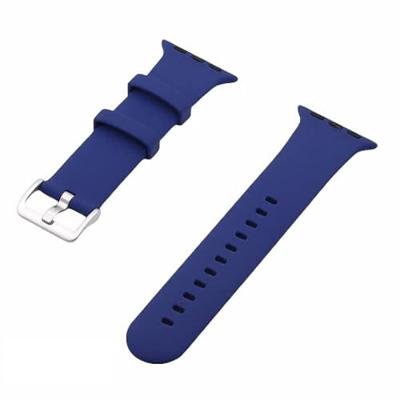 By Qubix - Rubberen sportbandje met gesp - Donkerblauw - Compatible met Apple Watch 38mm / 40mm / 41mm / 42mm - Compatible Apple watch bandjes