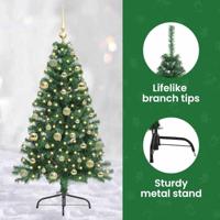VidaXL Kunstmatig voorverlicht kerstboom met 150 led groen 150 cm pvc - thumbnail