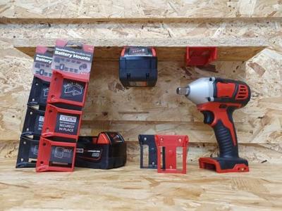 StealthMounts batterijhouders voor milwaukee m18 18v | rood | 6 stuks - bm-mw18-red-6