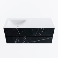 MONDIAZ VICA 120cm badmeubel onderkast Marquina 2 lades. Wastafel CLOUD links zonder kraangat, kleur Talc. - thumbnail