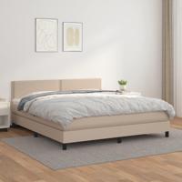 Boxspring met matras kunstleer cappuccinokleurig 180x200 cm - thumbnail