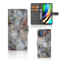 Motorola Moto G9 Plus | Bookcase | Marmer Grijs - thumbnail