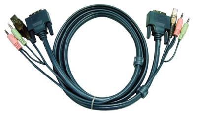 2L-7D03U - Video/USB/audiokabel - USB, stereo ministekker, DVI-I (M) naar stereo ministekker, USB type B, DVI-I (M) - 3 m - thumbnail