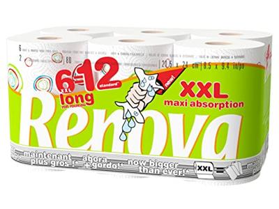 Renova keukenpapier Maxi Absorption XXL, 2-laags, 80 vel per rol, pak van 6 rollen